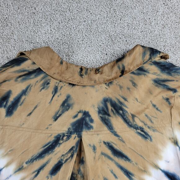 Young Fabulous & Broke Womens Susan Shirt Medium Blue T an Tie Dye Button Down - Picture 5 of 12